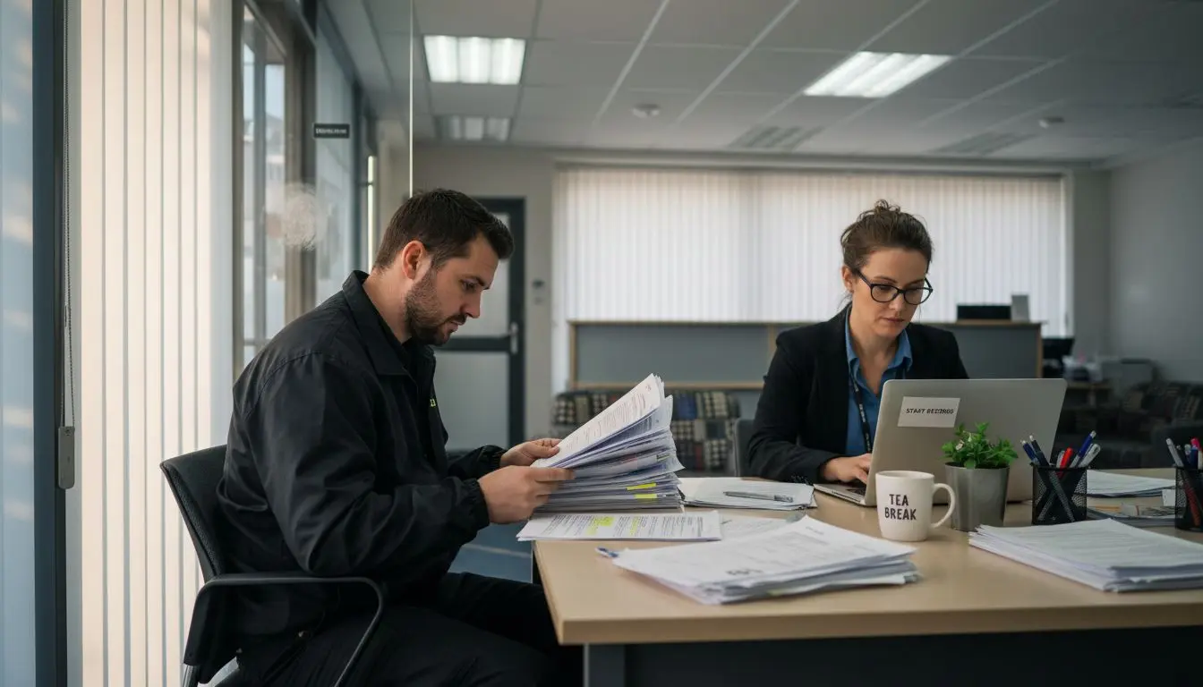 Security officer and HR meeting for screening