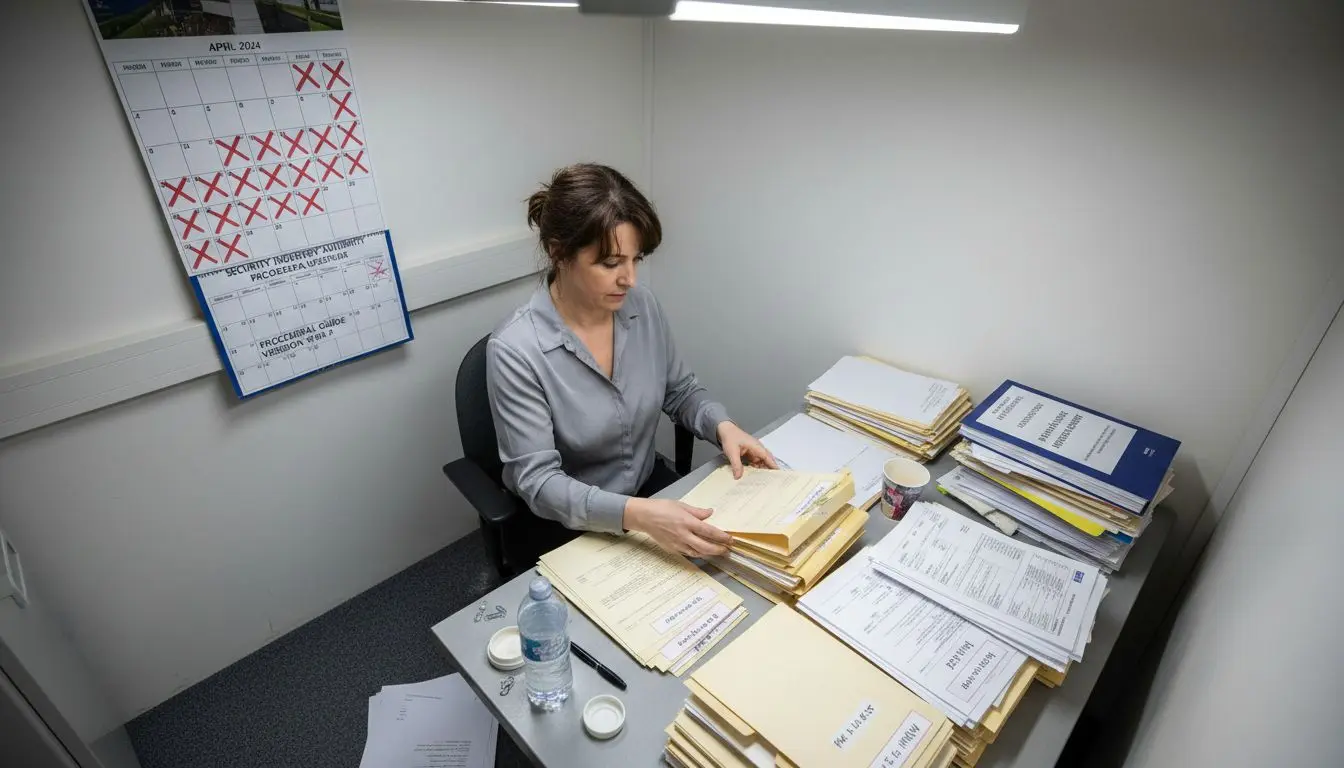 Compliance officer organizes UK licensing forms