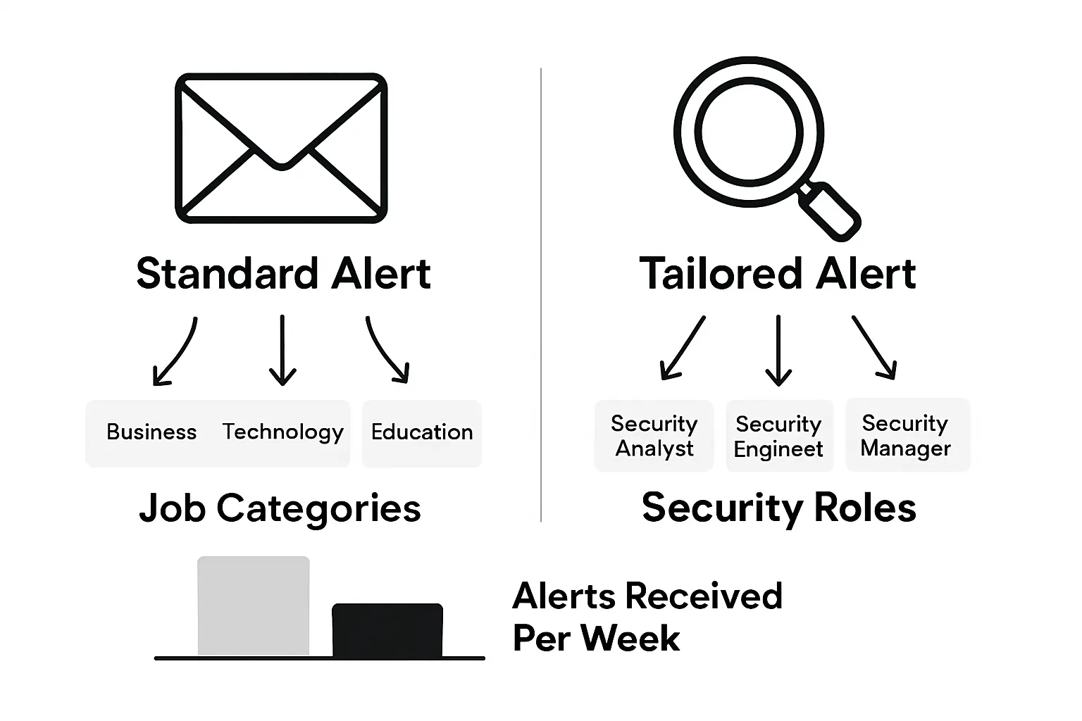 Comparison of standard vs tailored job alerts infographic