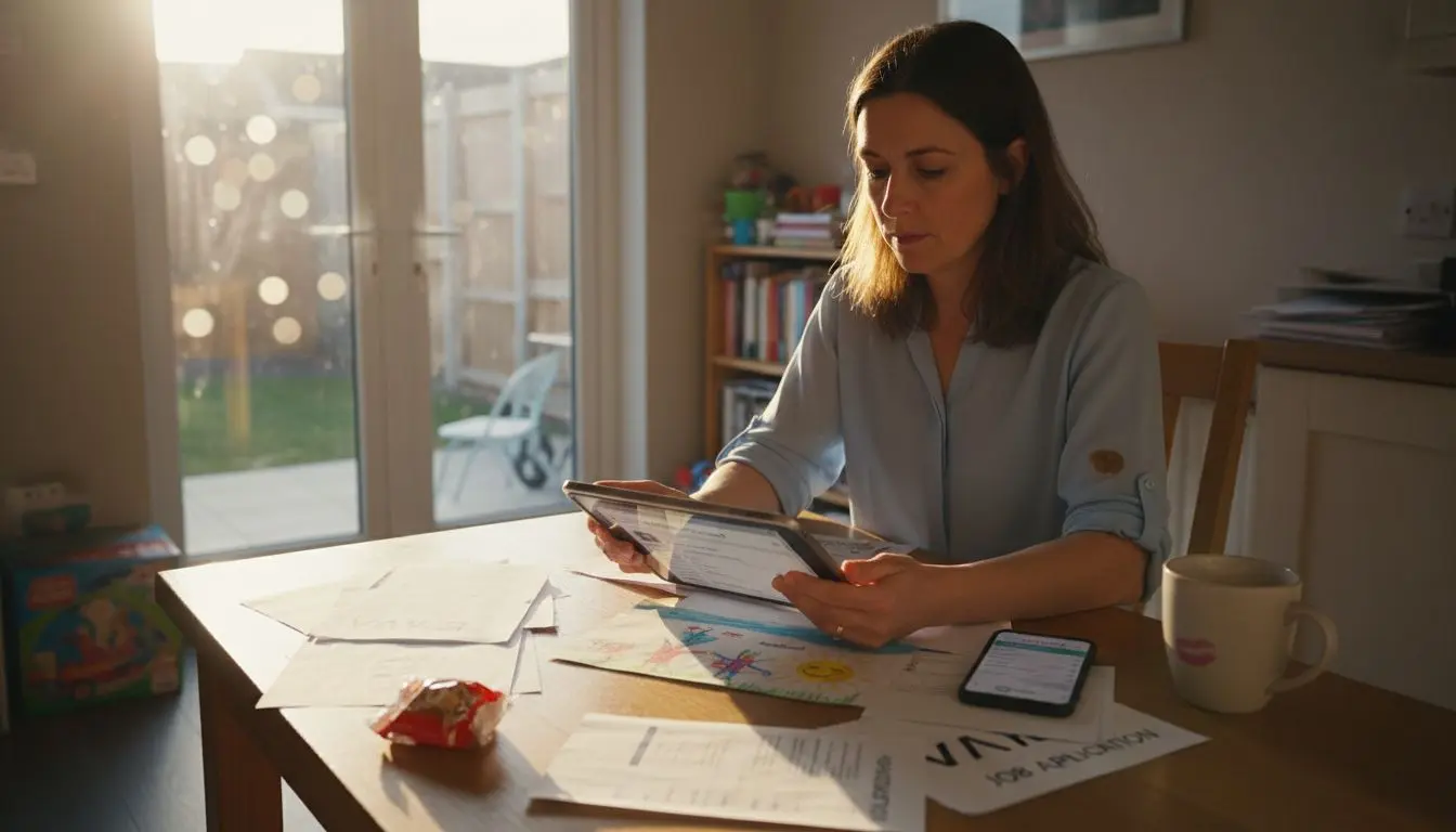 Woman updates digital CV at home desk