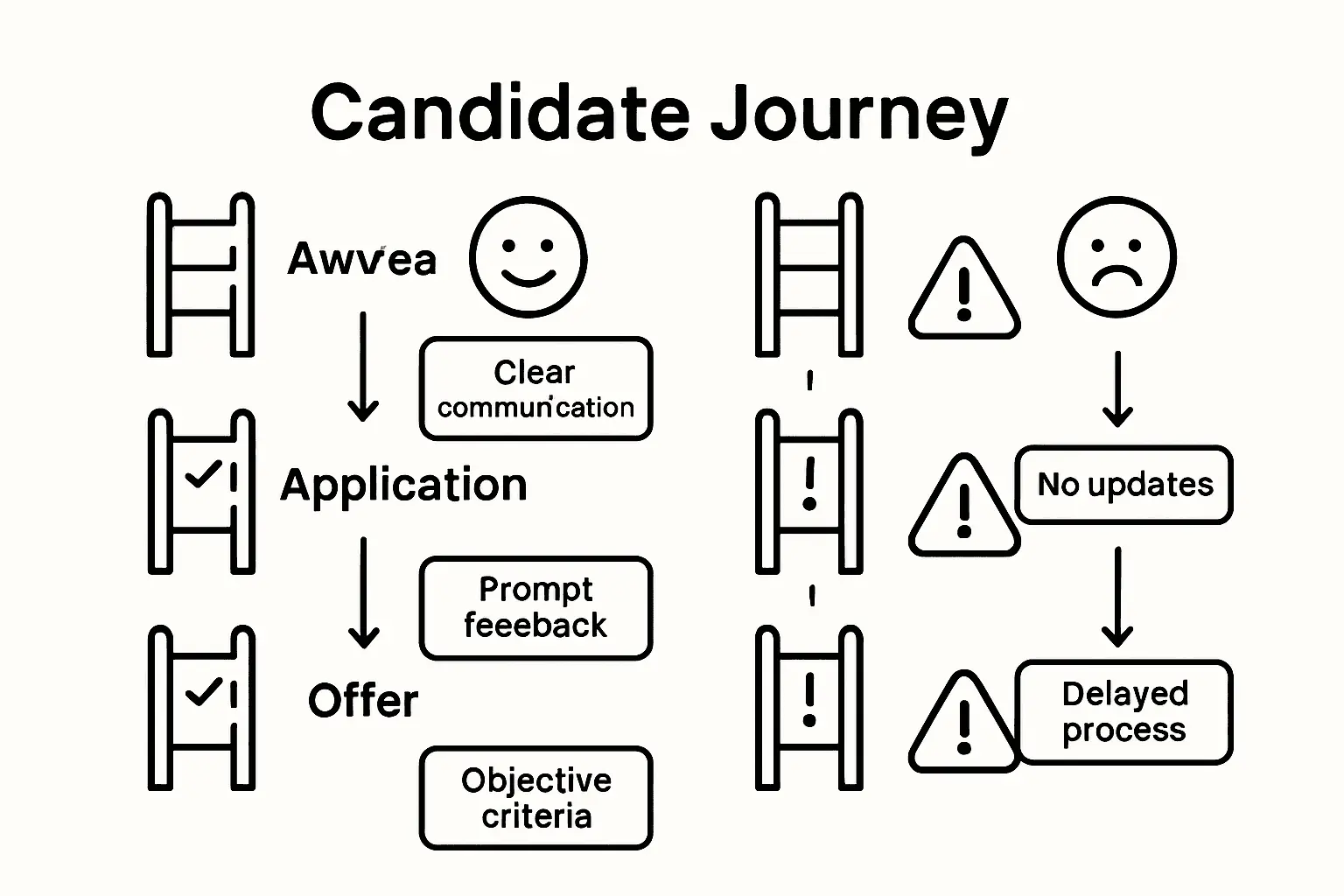 Infographic comparing positive and negative candidate journeys