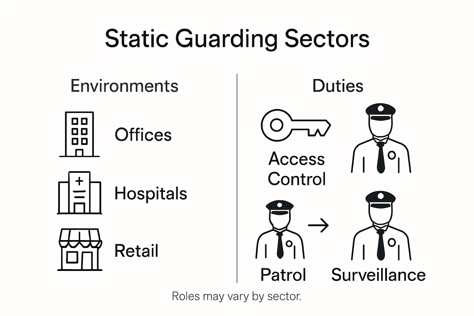 Infographic of static guard environments and duties