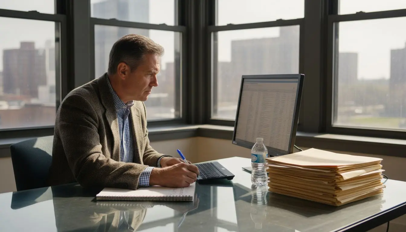 HR manager reviewing security recruitment workflow