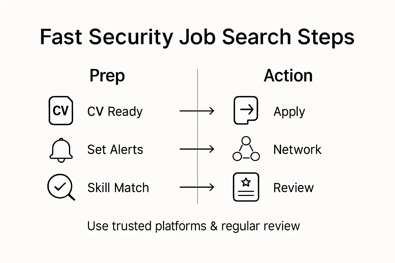 Infographic showing fast security job search steps