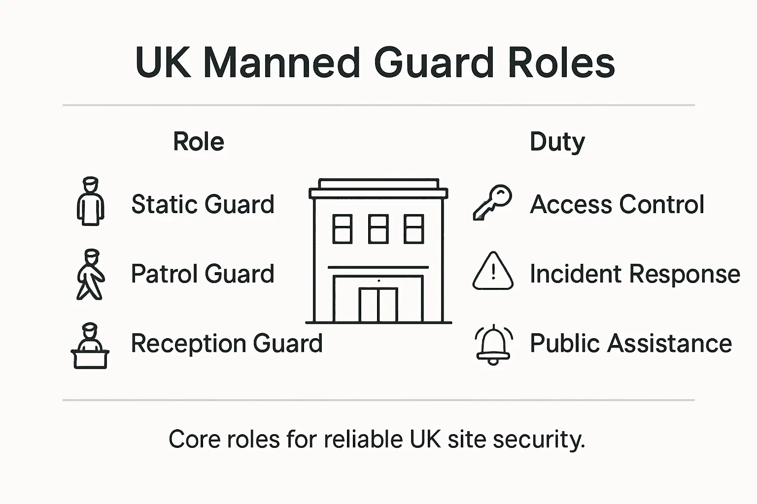 Infographic showing UK manned guarding roles and duties