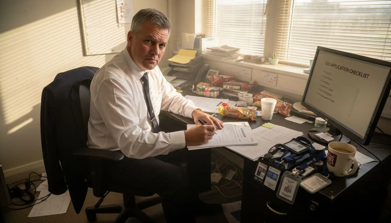 Security officer completes DBS paperwork
