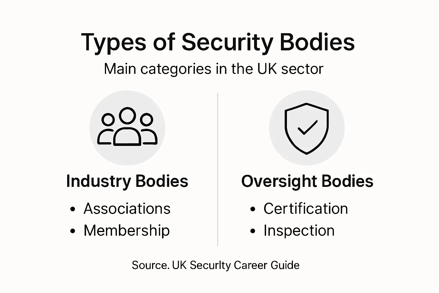 Infographic showing types of UK security bodies