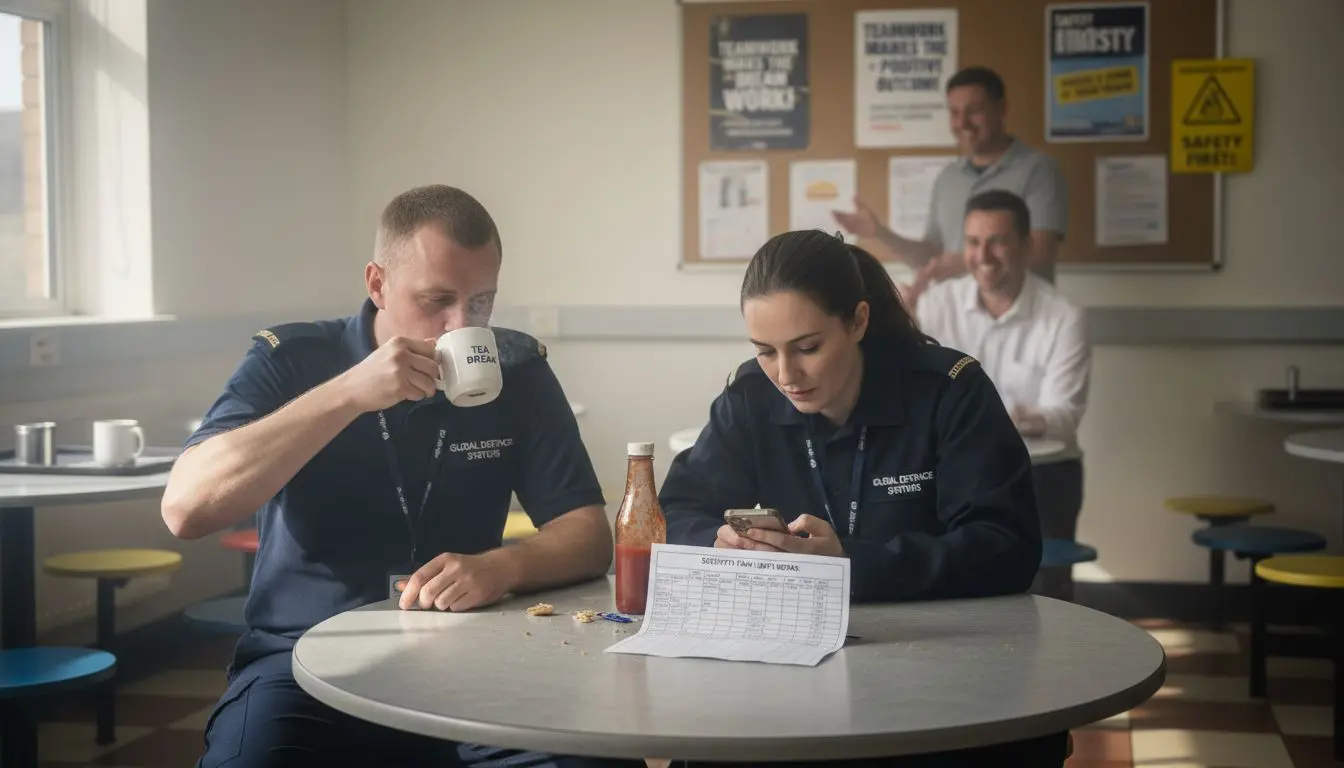 Security team informal breakroom conversation