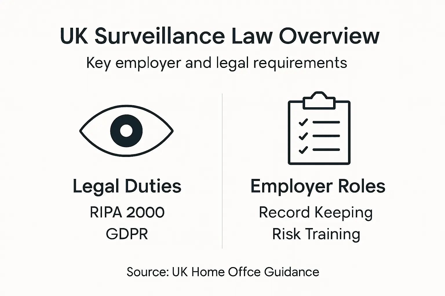 Infographic with UK surveillance law and employer duties
