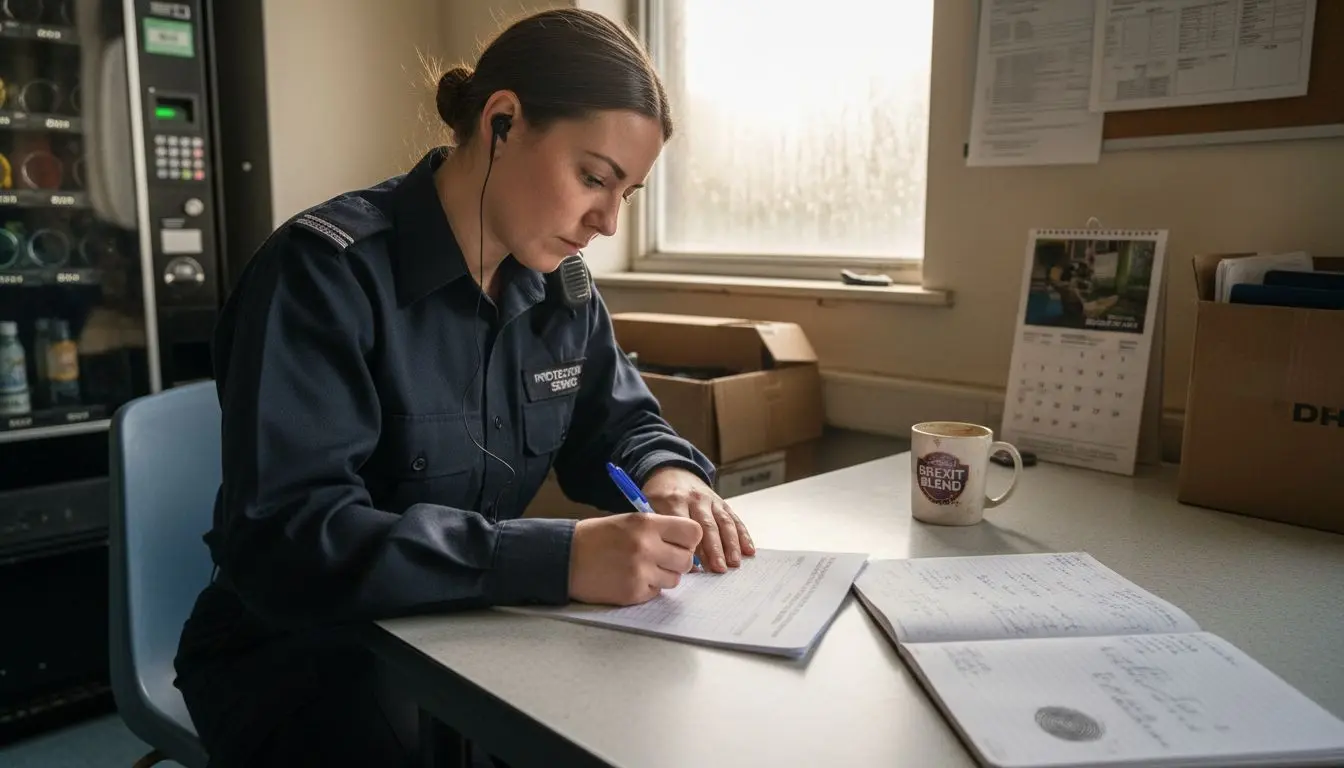 Security officer reviewing CPD portfolio