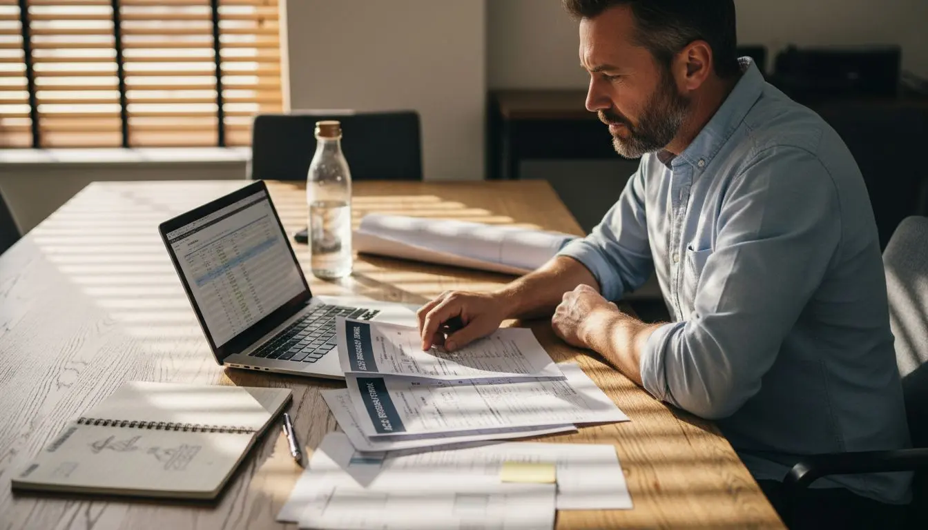 Contractor reviewing assessment paperwork