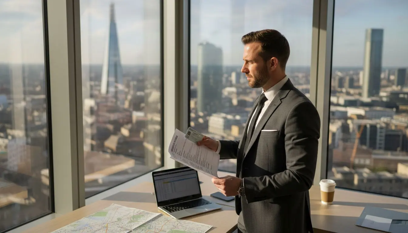 Security professional overlooking London city job search