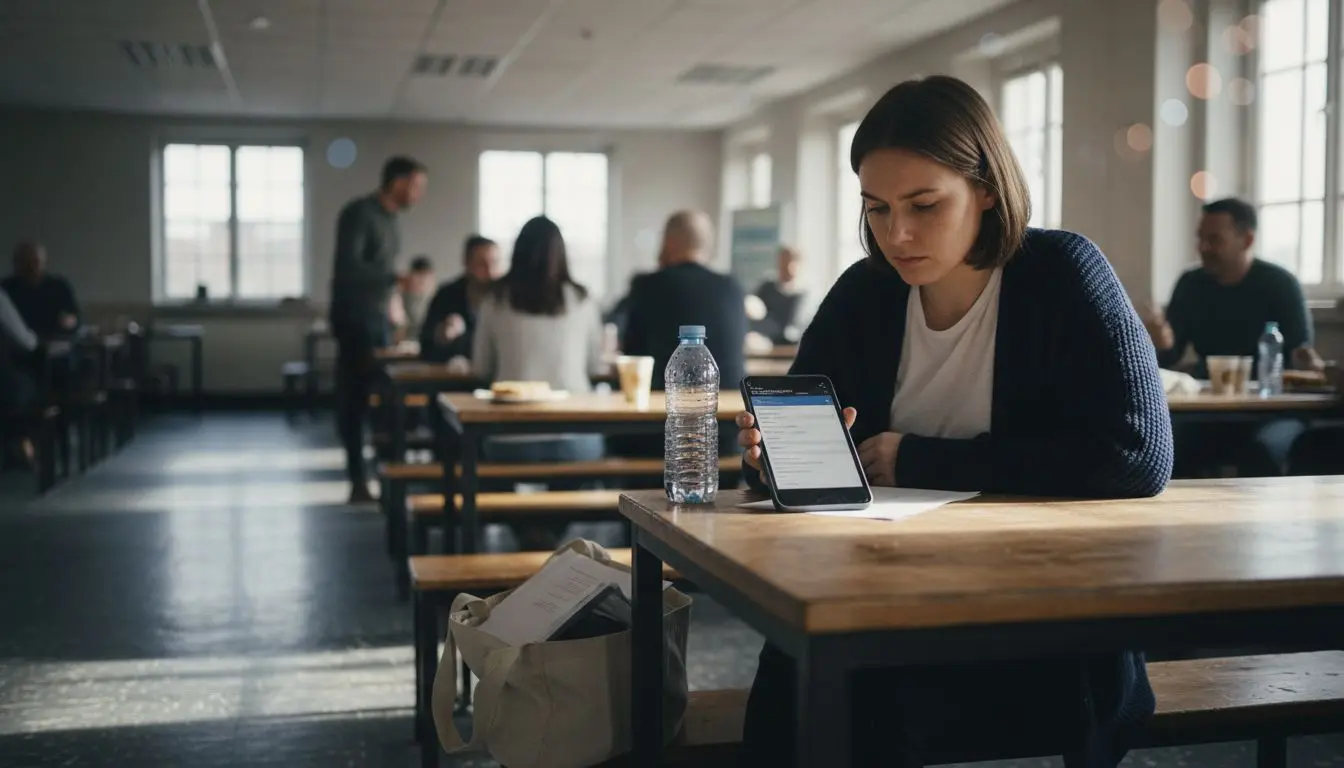 Applicant completing security job form on phone