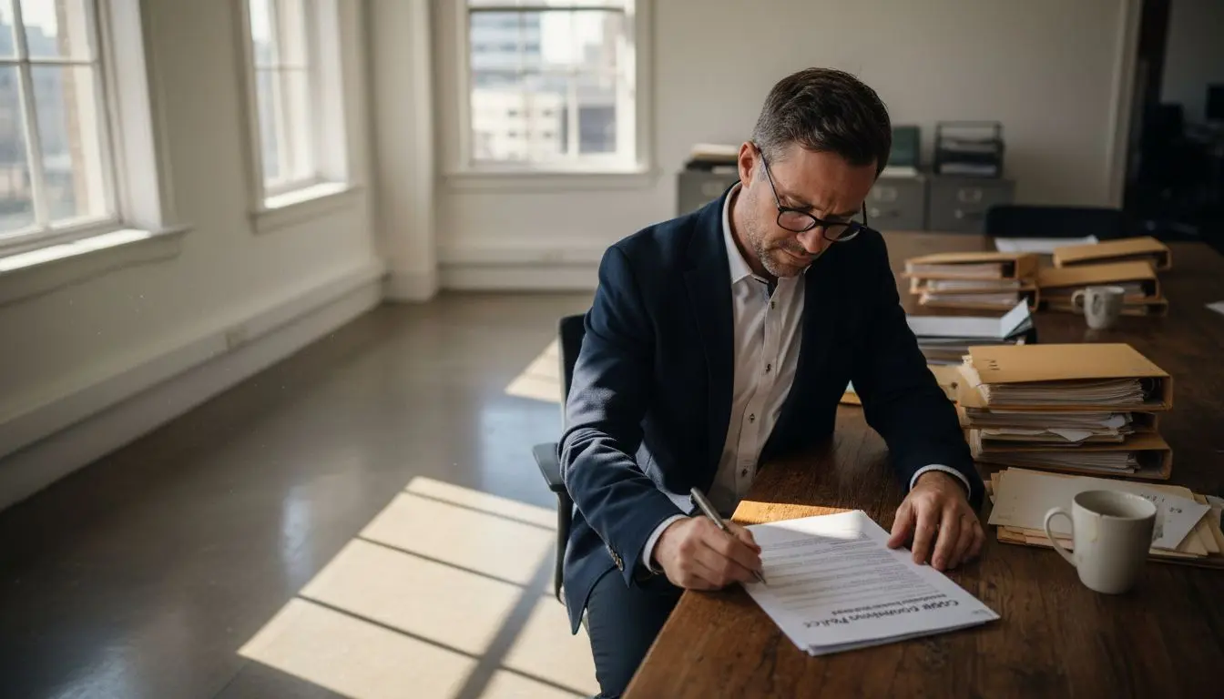 Security officer reading GDPR policy document