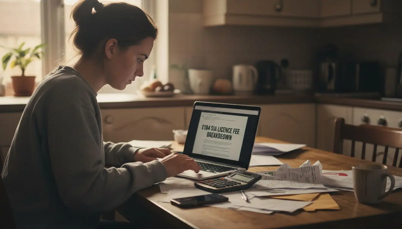 Person reviews SIA licence cost breakdown
