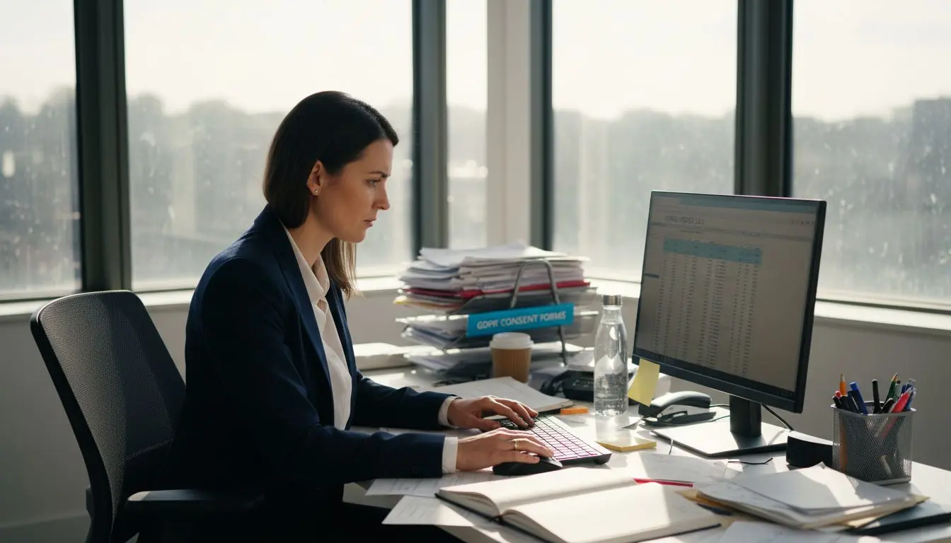 HR manager reviews GDPR consent forms