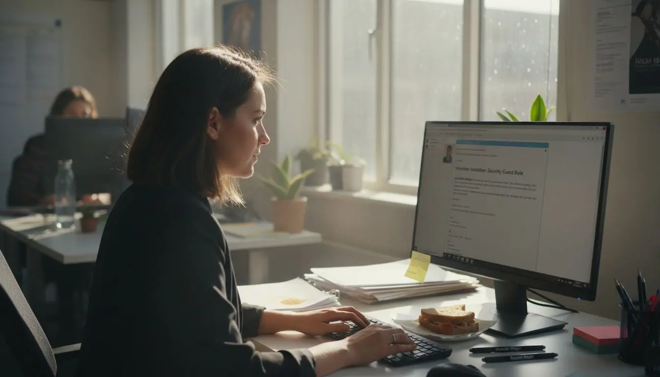 Recruiter sending personalized AI email in office