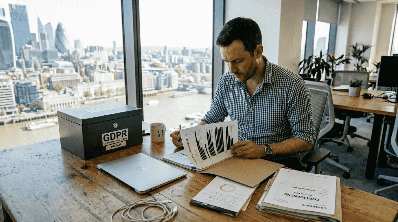 HR manager reviews GDPR candidate files