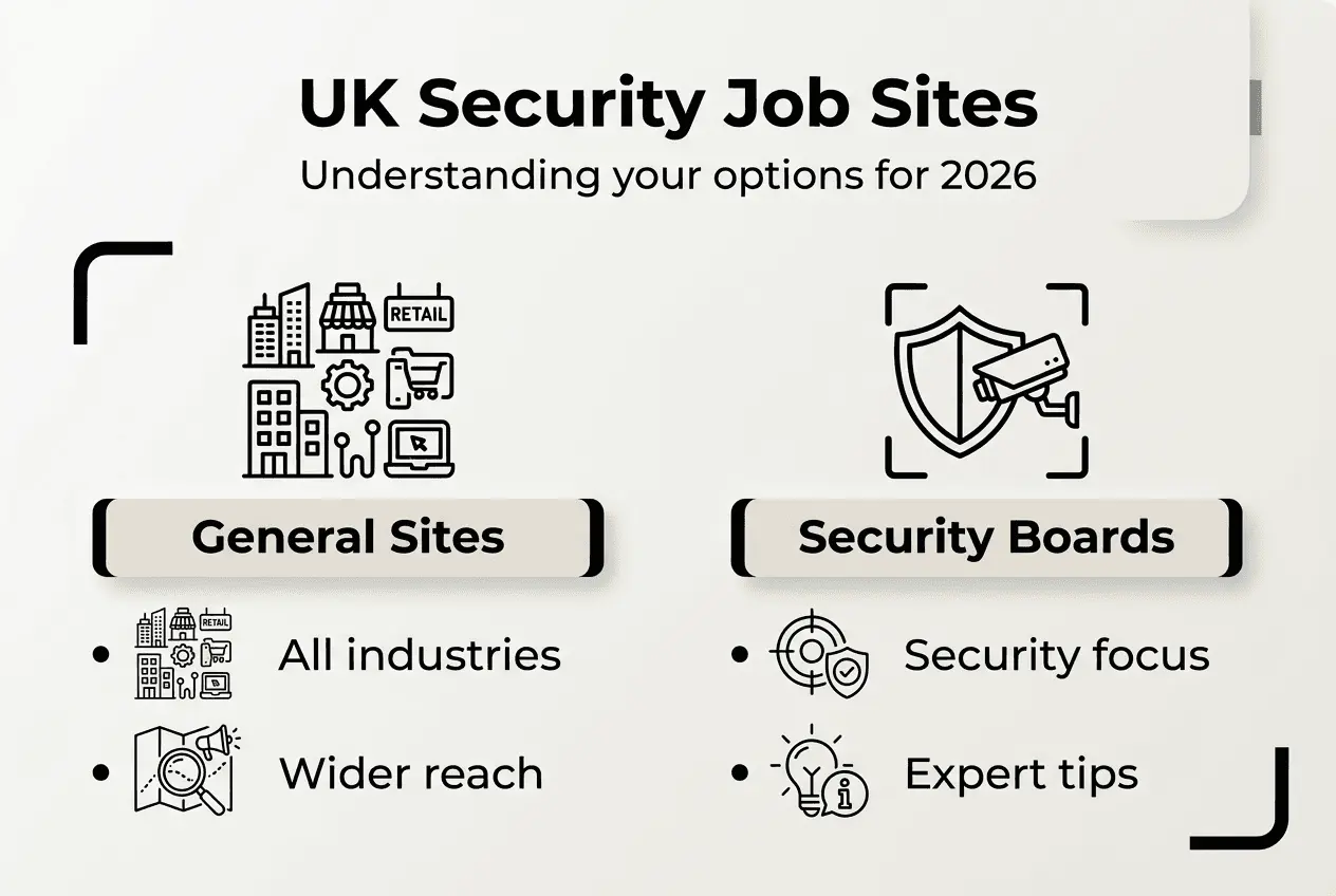 Infographic comparing UK general and security job sites