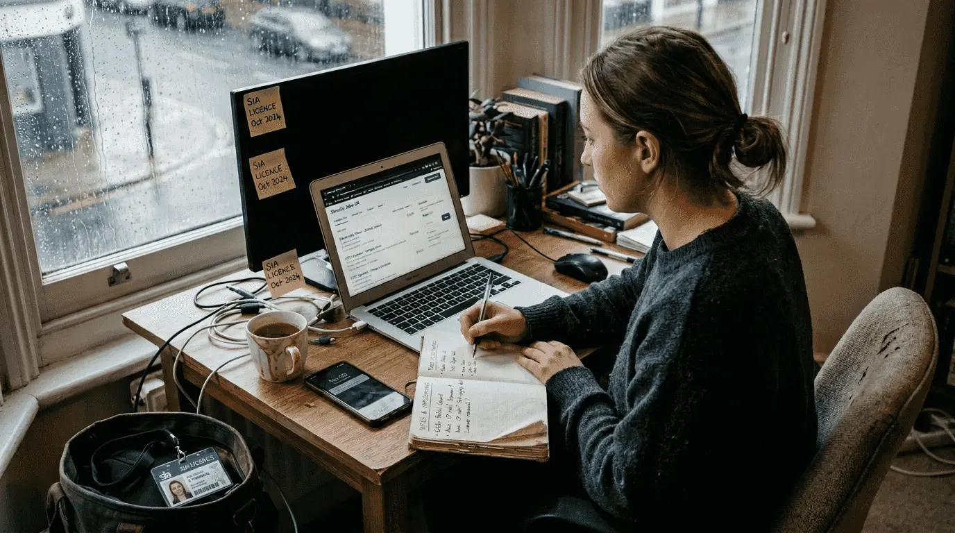 Woman comparing security job boards on laptop