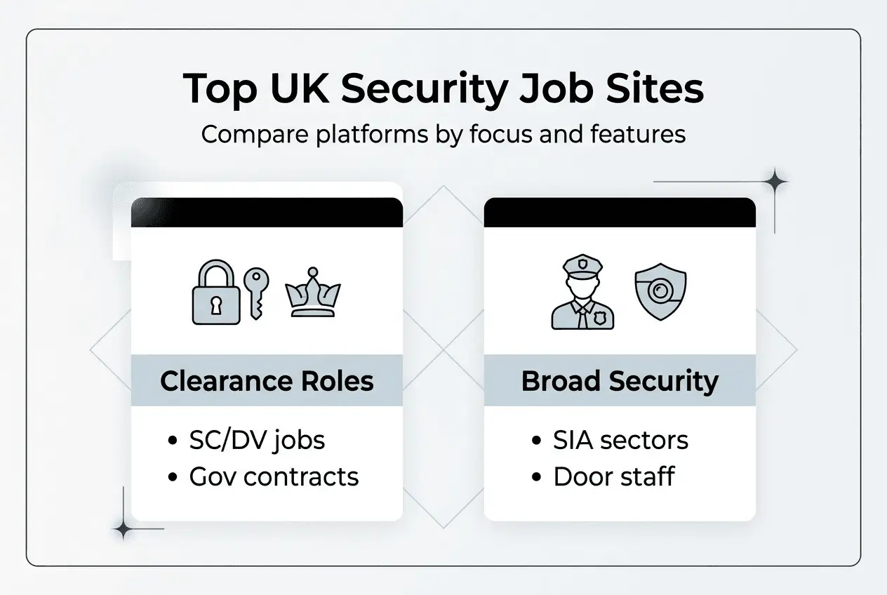 Infographic comparing UK security job boards