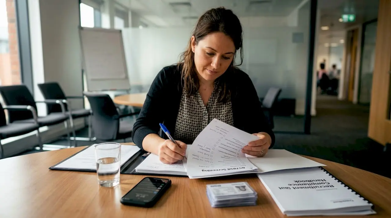 HR officer completing BS7858 background screening
