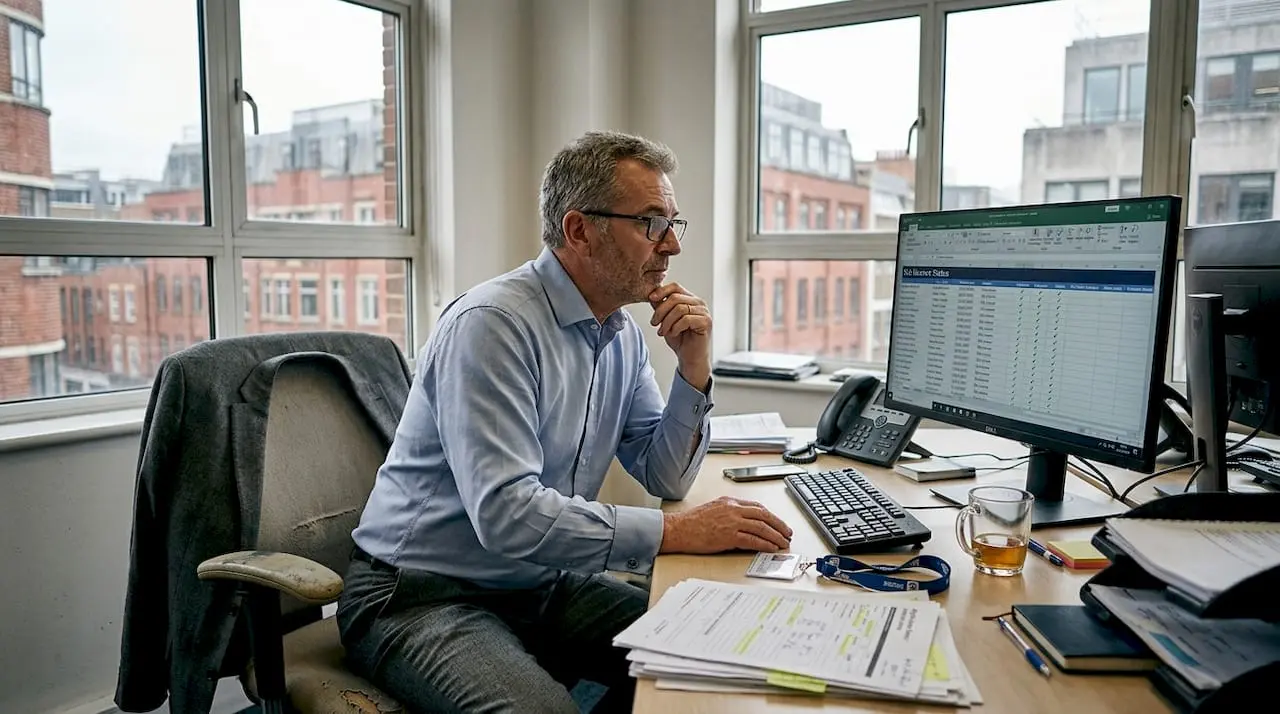 Security compliance manager checking SIA licence files