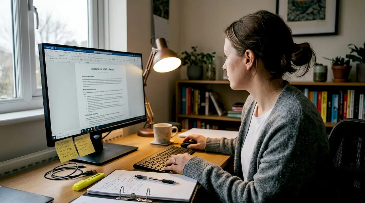 Applicant customising CV for security role