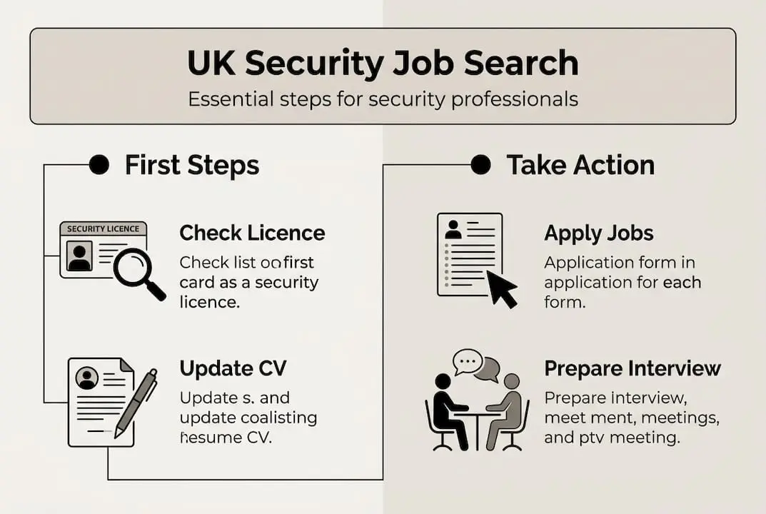 Infographic showing UK security job search steps