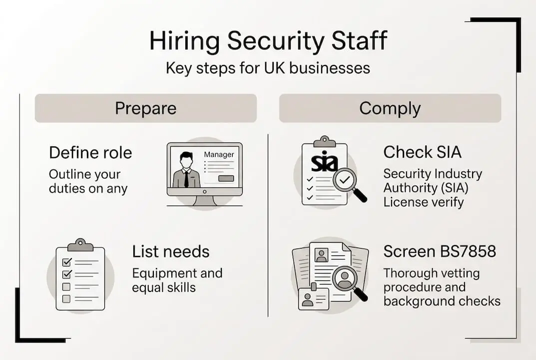Security hiring steps overview infographic