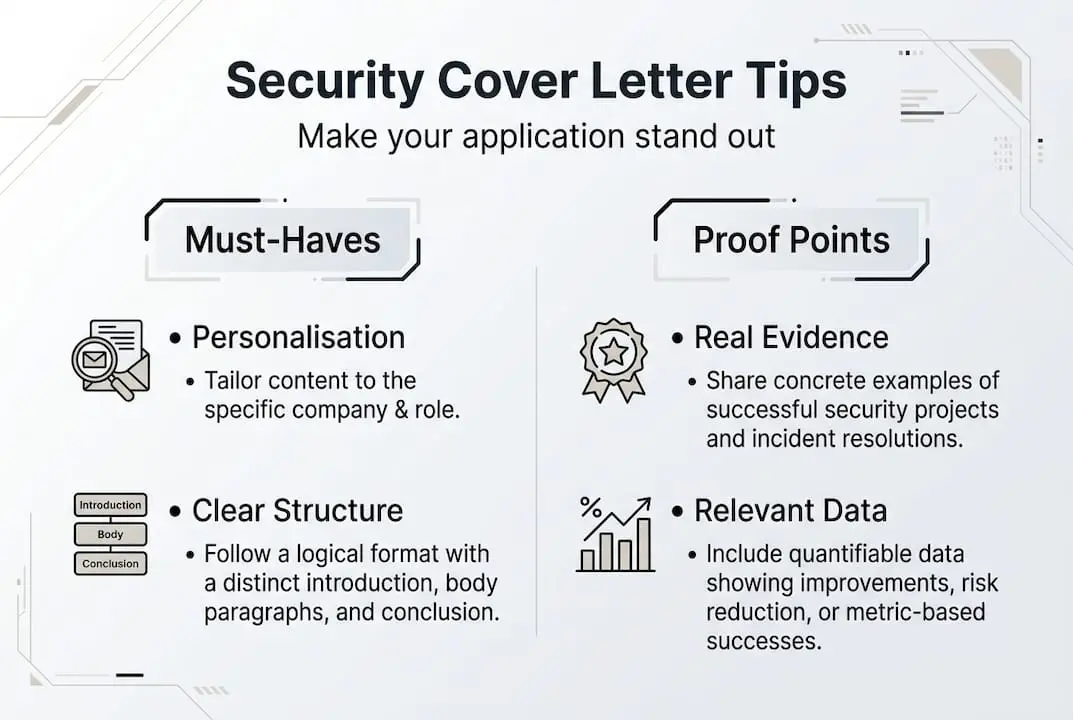 Infographic outlining key cover letter essentials