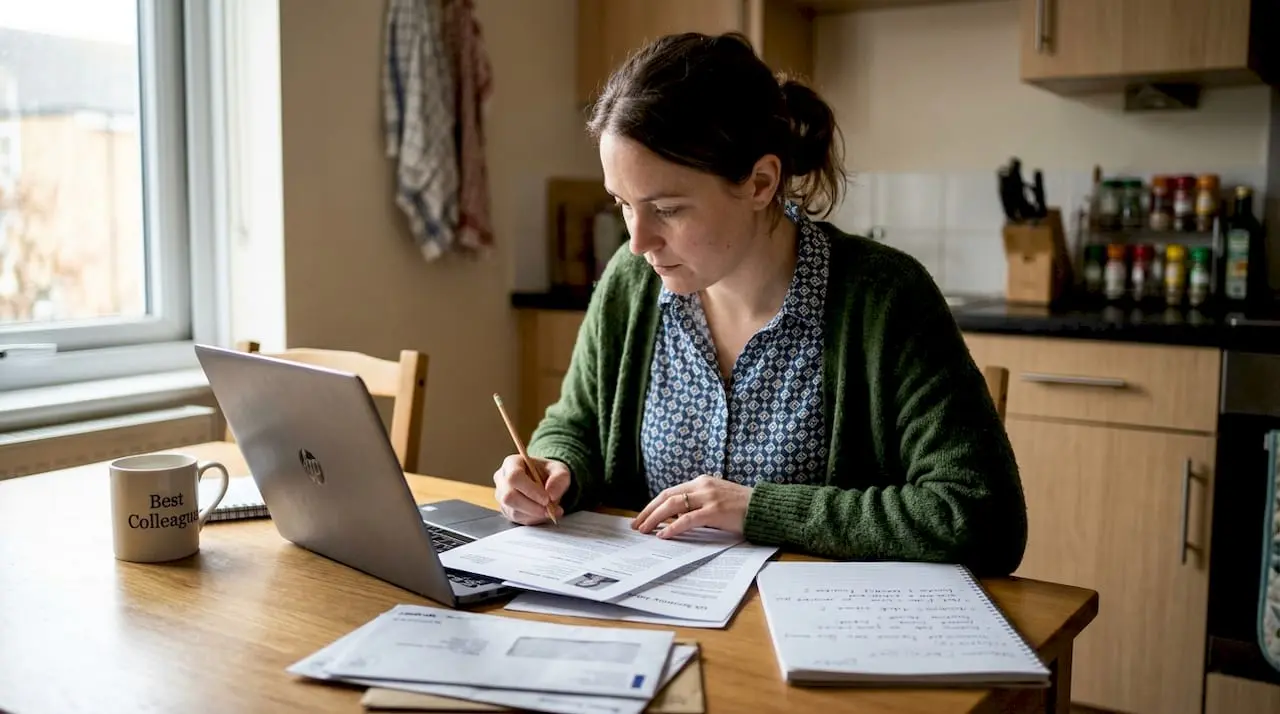 Woman preparing for UK security interview