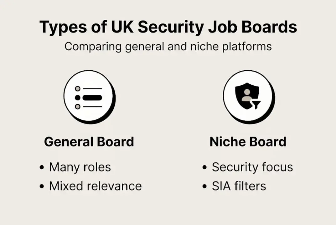 Infographic comparing general and niche security job boards