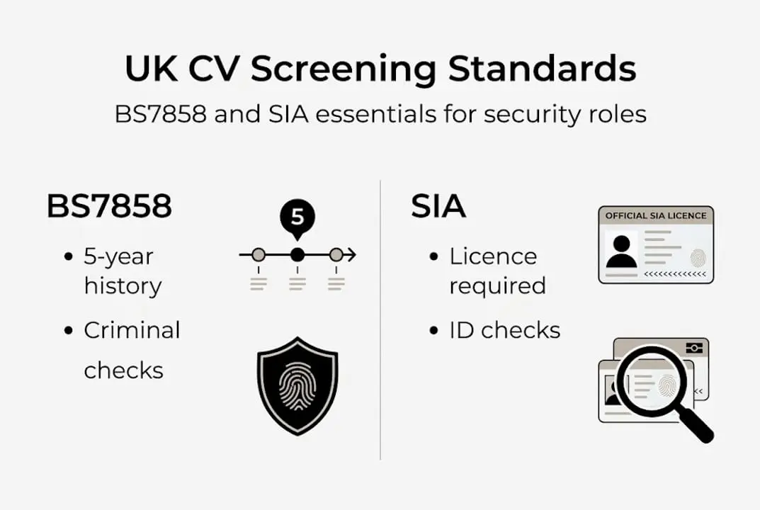 Infographic outlining UK CV screening standards