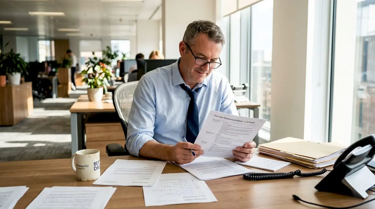 HR manager reviewing security job documentation
