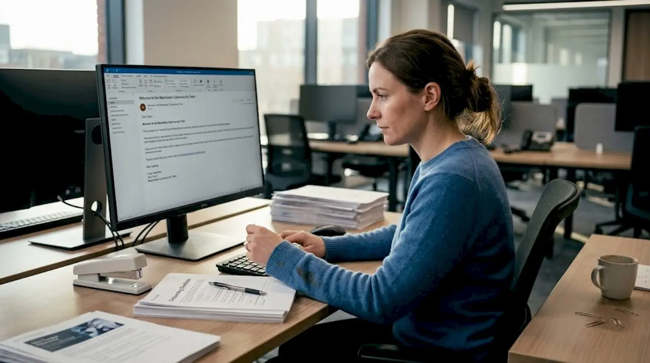 Analyst reading onboarding checklist at desk