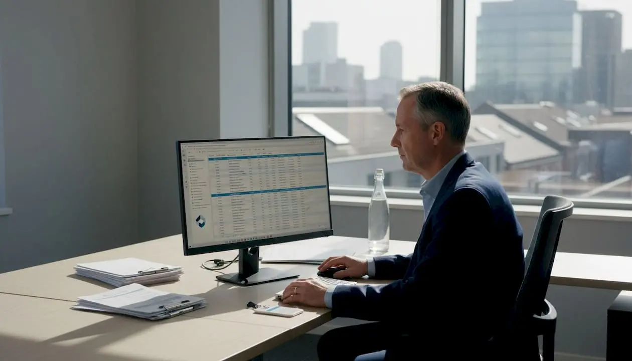 Manager reviews security candidate spreadsheet