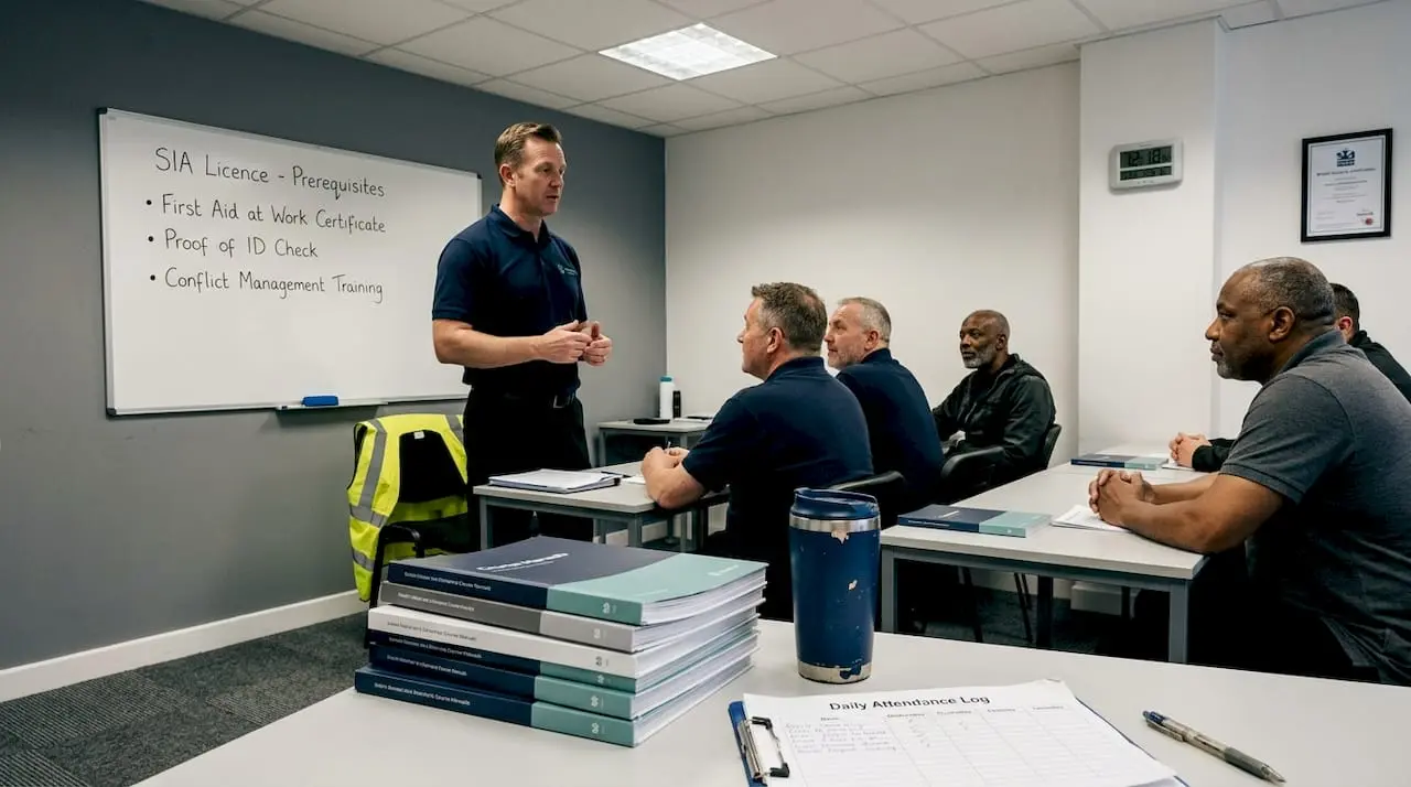 Security guard instructor teaching in classroom