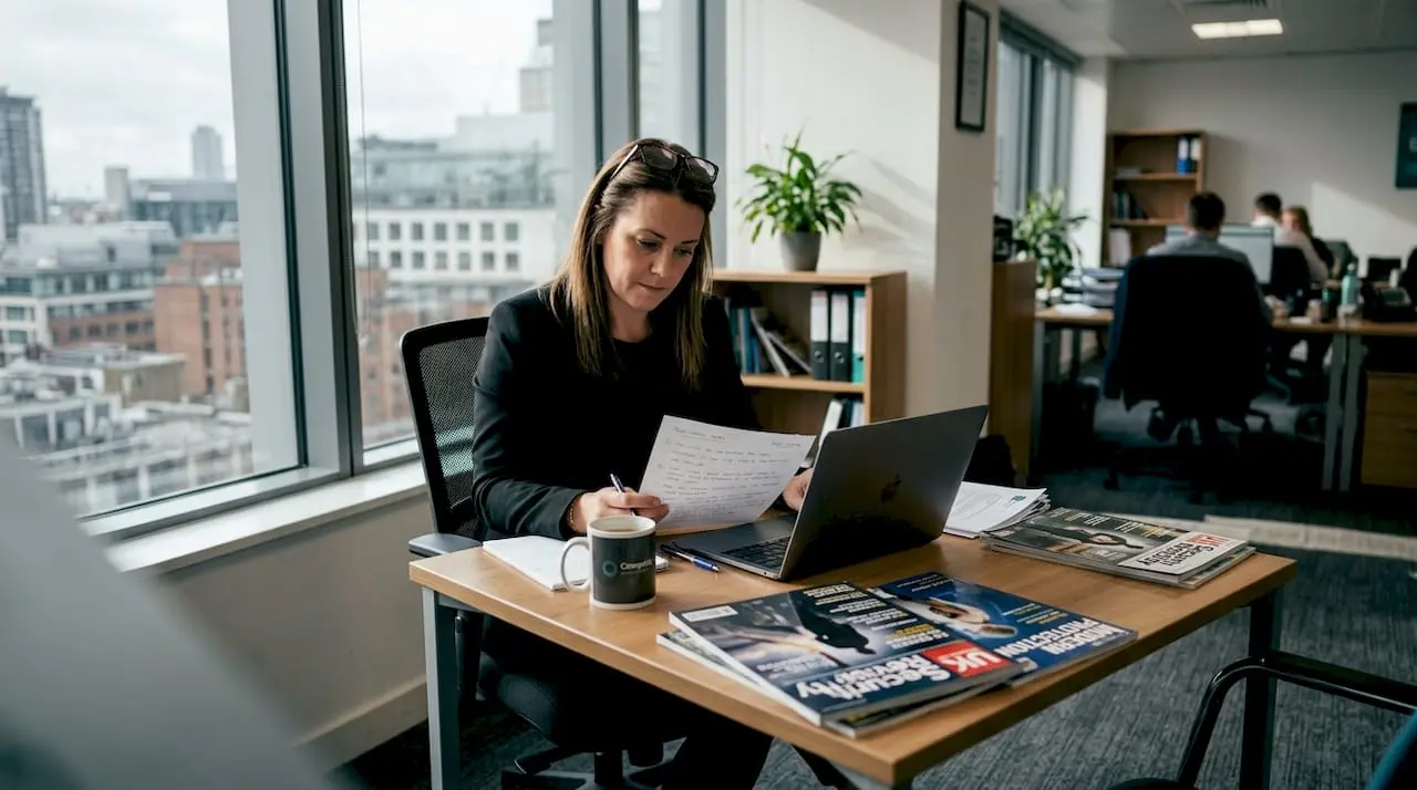 Security recruiter reviewing role requirements
