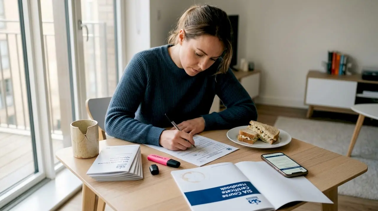 Filling out security licence forms at home