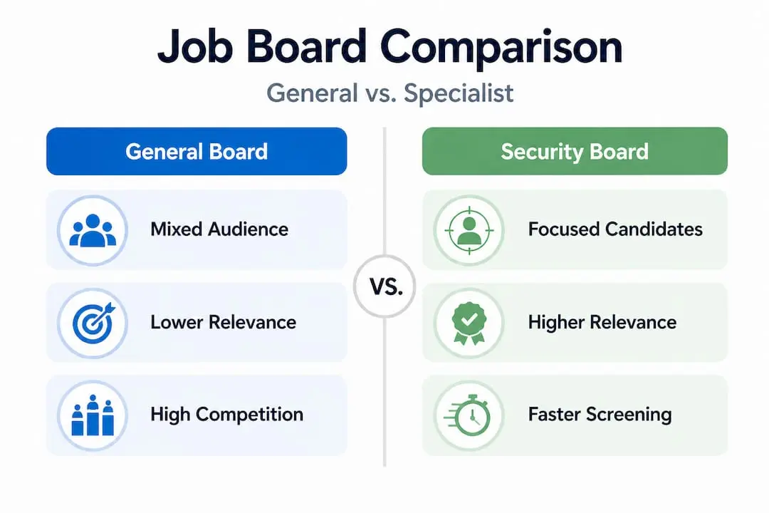 Infographic comparing general and security job boards