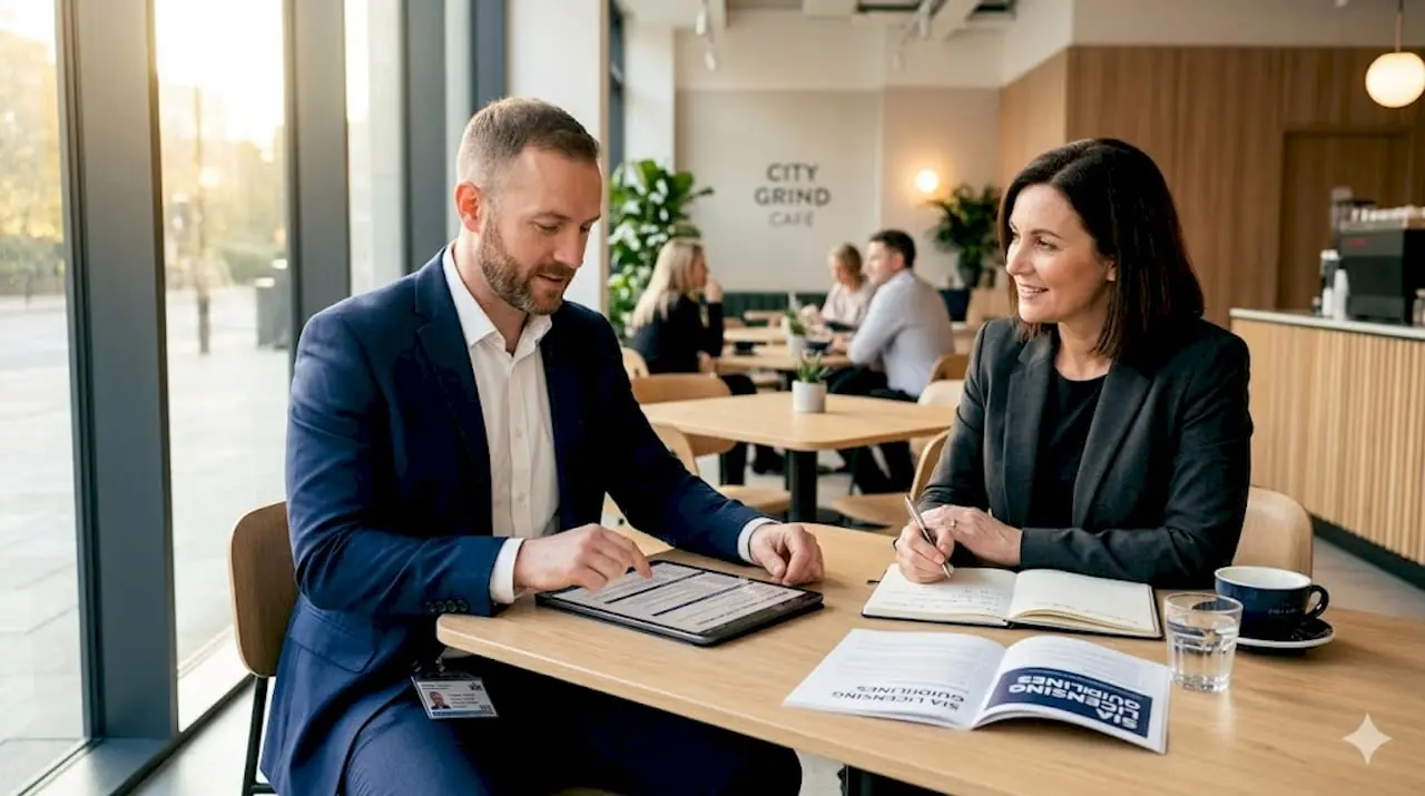 Security professional at job interview with recruiter