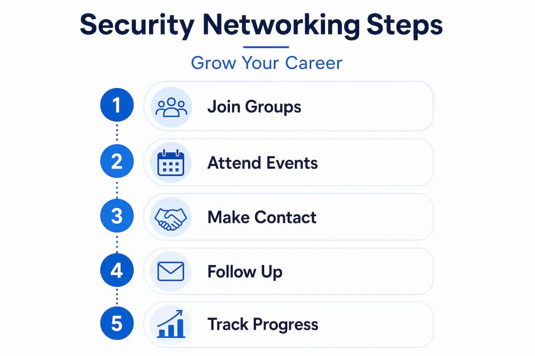Infographic showing steps for security networking process