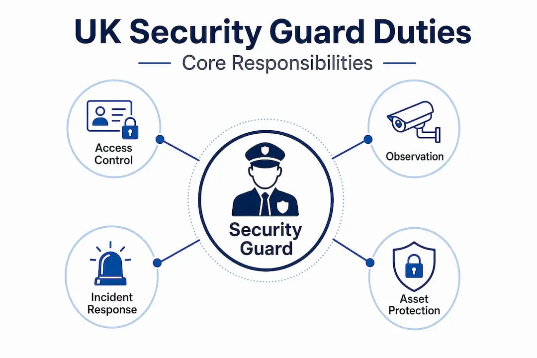 Infographic of core security guard responsibilities
