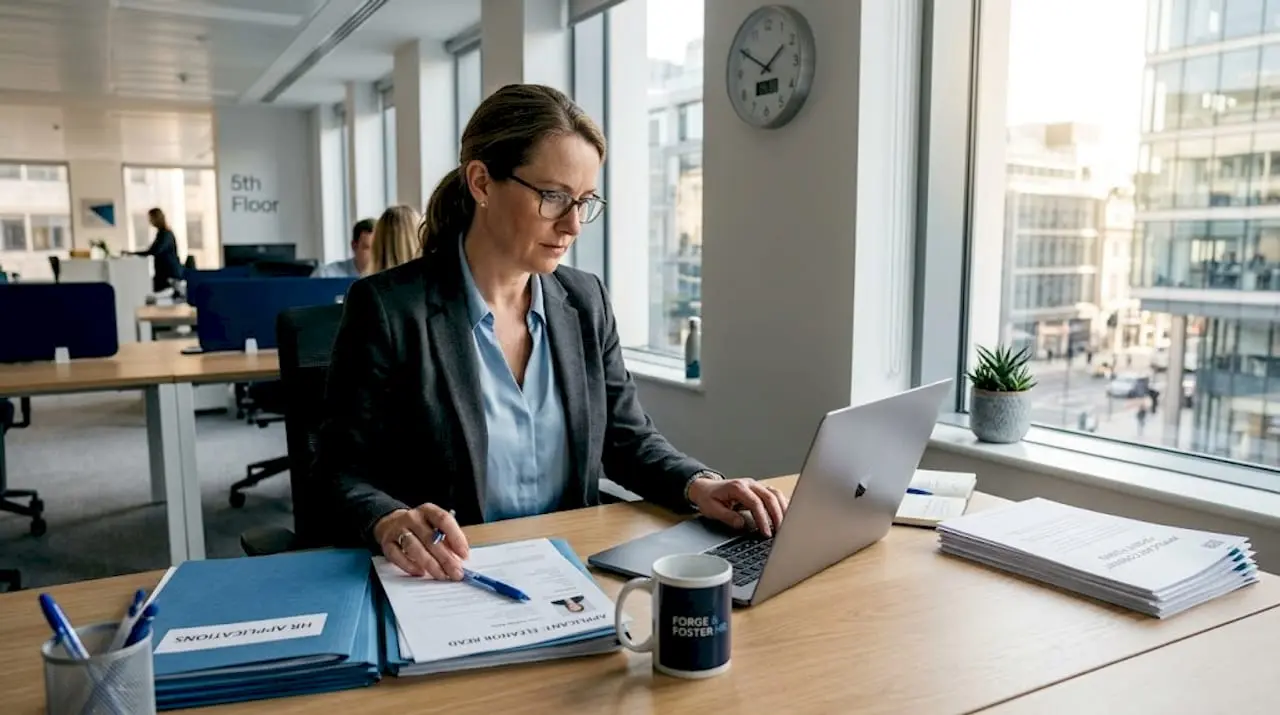 HR manager reviewing security check documents
