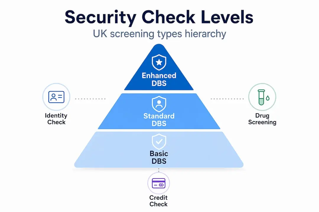 Hierarchy infographic of UK security screening types
