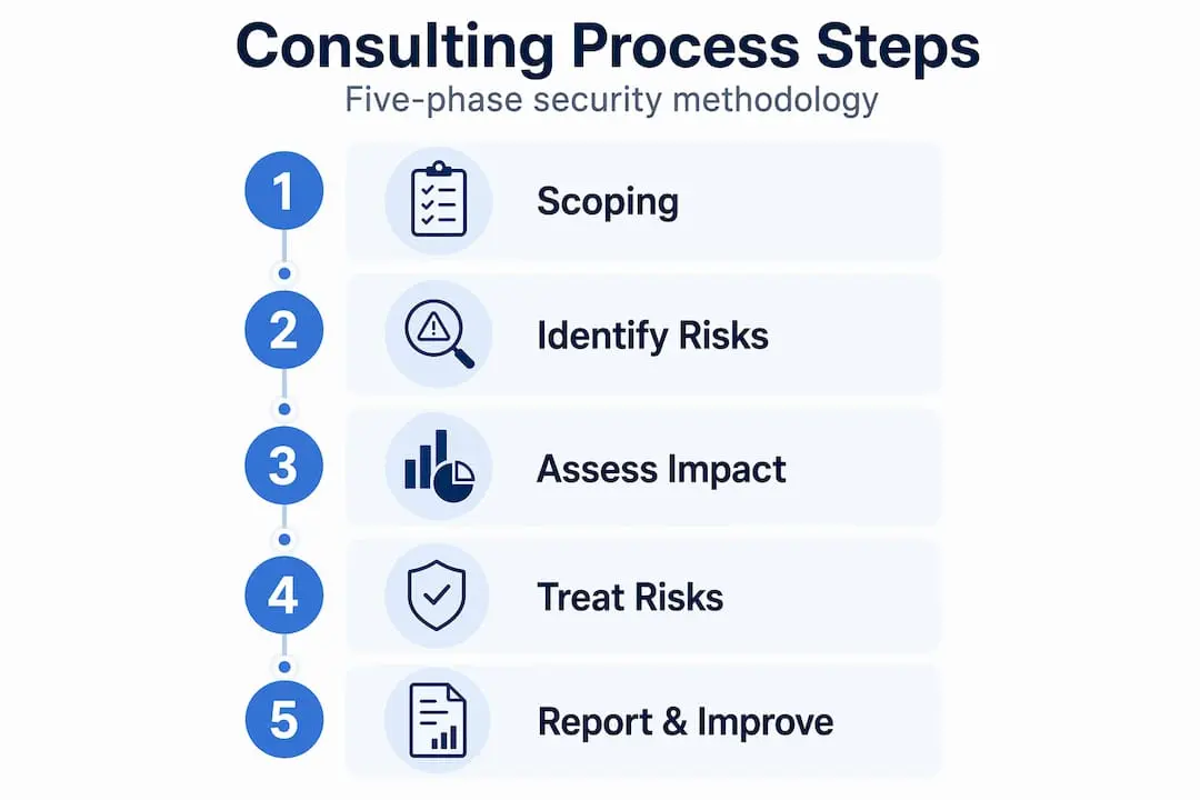 Infographic showing five steps of security consulting