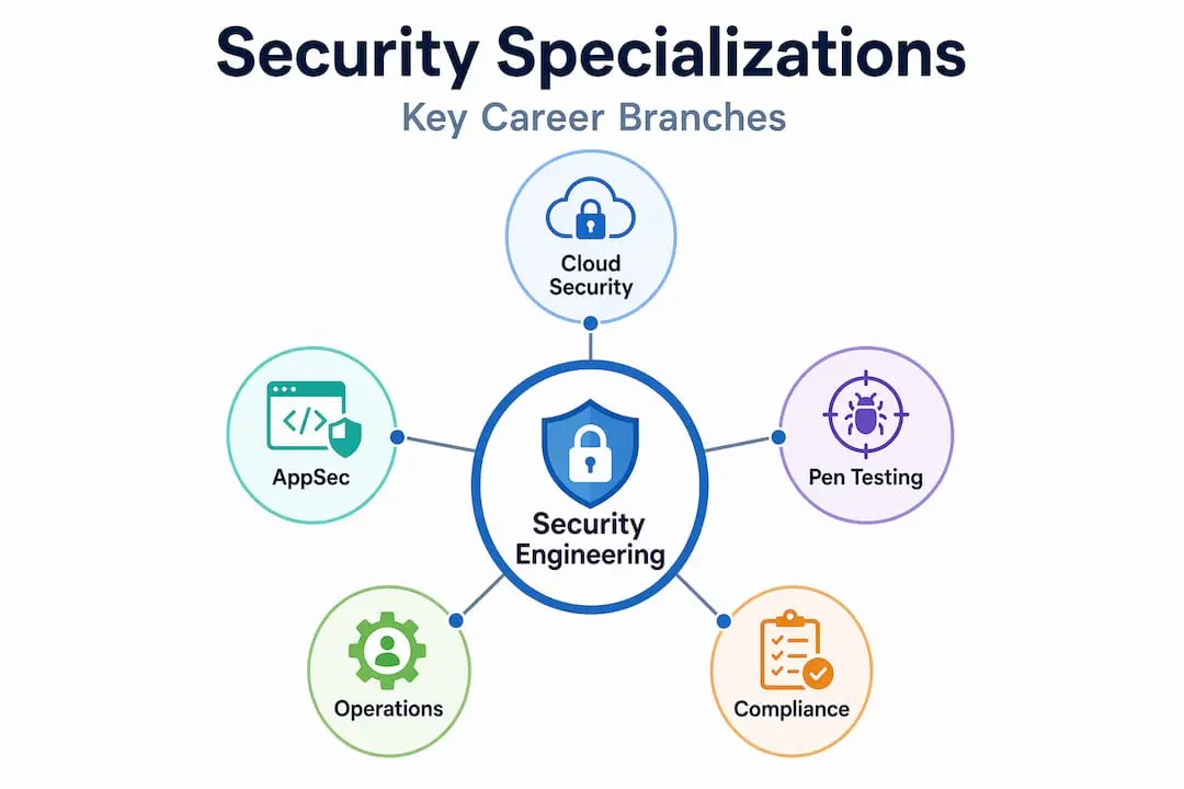Hierarchy infographic of security engineering specializations