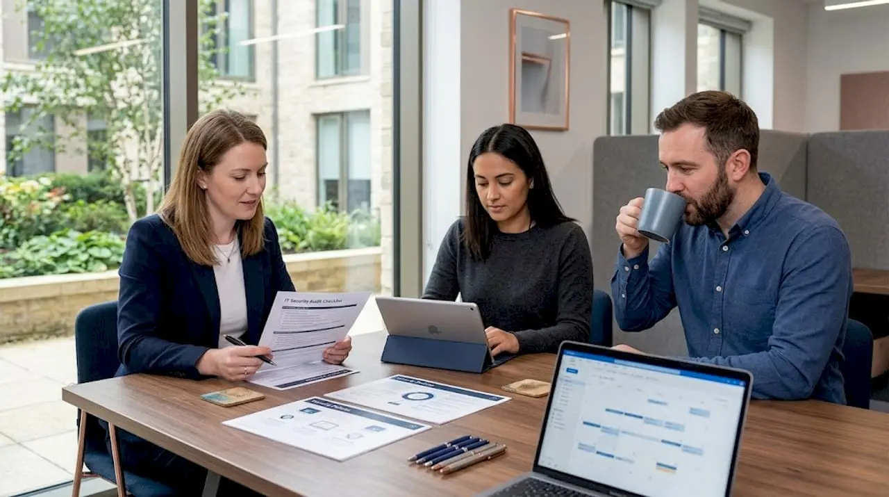 Business team meeting on security improvements