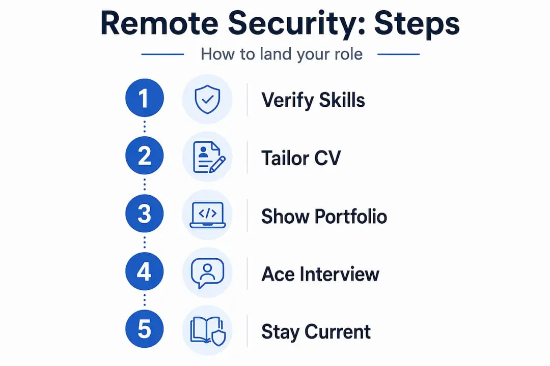 Infographic outlining steps to land remote security job